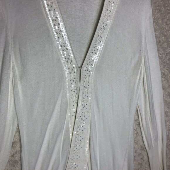 SOMA Intimates Open White cardigan With Sequence Trim Size XL - Picture 2 of 6